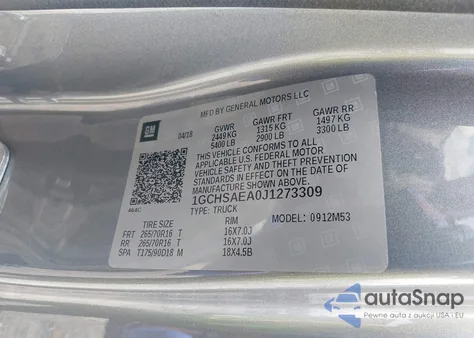 2018 Chevrolet Colorado z USA, uszkodzony, nr VIN 1GCHSAEA0J1273309